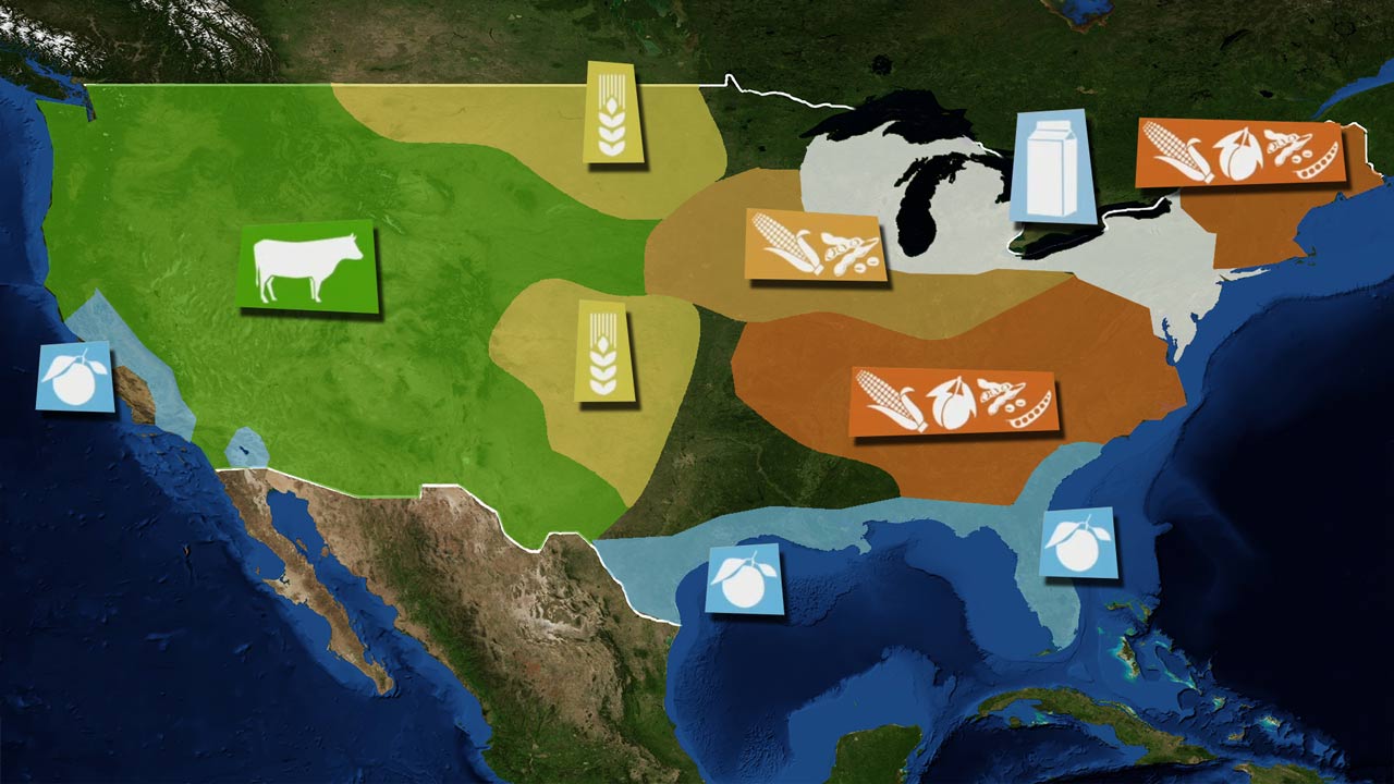 USA belt regions food production