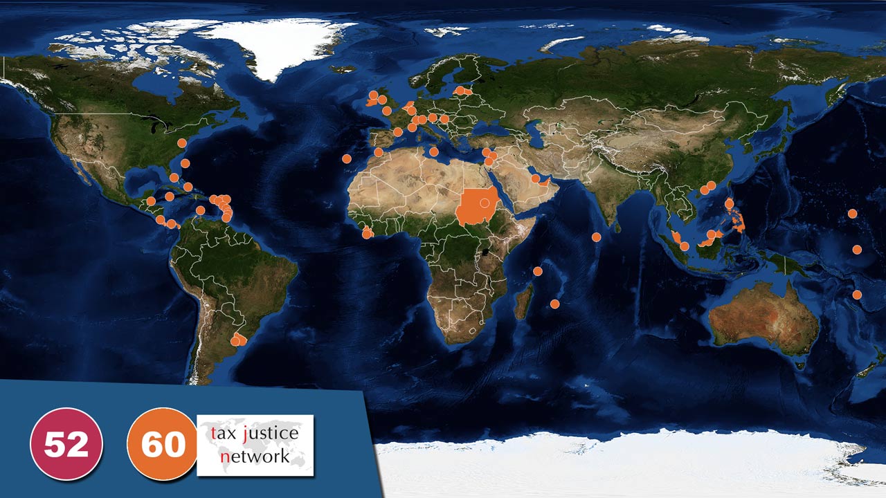 tax havens according to tax justice network world map