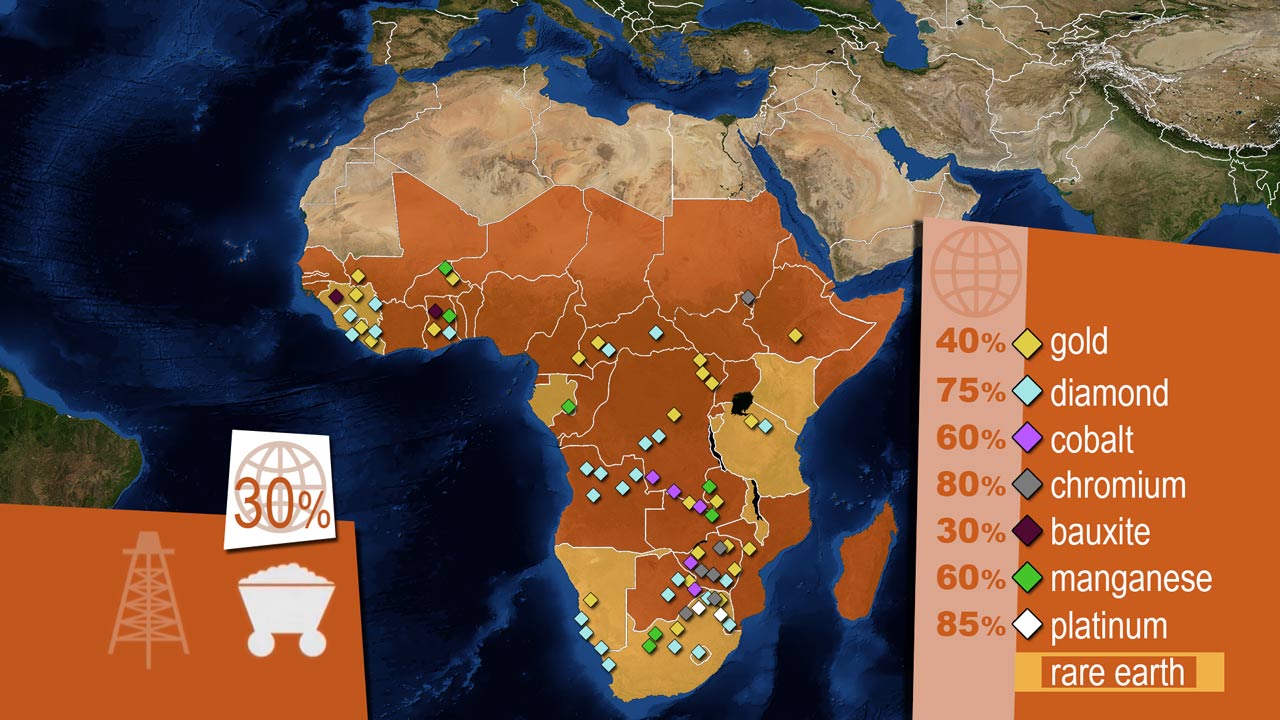 Africa deposits mineral resources map